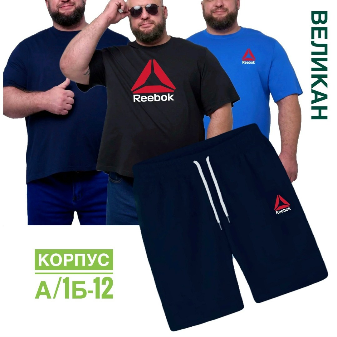 футболки мужские,футболки для мужчин,футболки комплект,футболка и шорты костюм рибок мужской