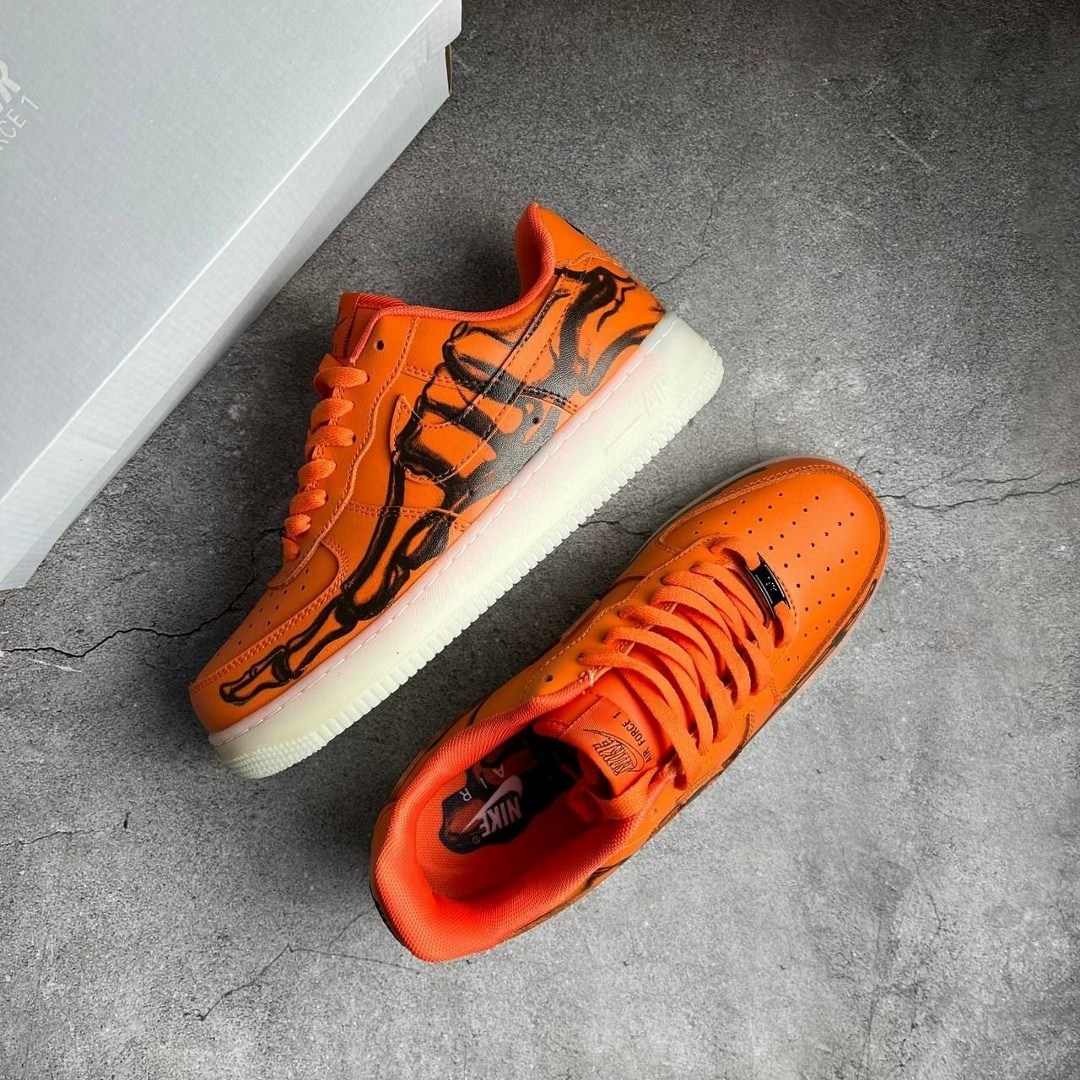 air force 1 skeleton orange,кросcовки nike air force 1,найк скелетон оранжевые,nike air force 1 low orange skeleton halloween,nike air force 1 skeleton orange