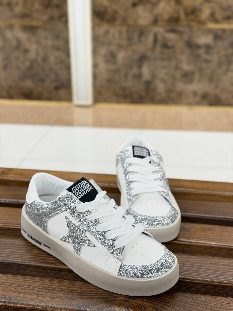 golden goose кеды hi star с блестками белый,голден роуз кеды,,кеды женски,golden goose кеды с блестками