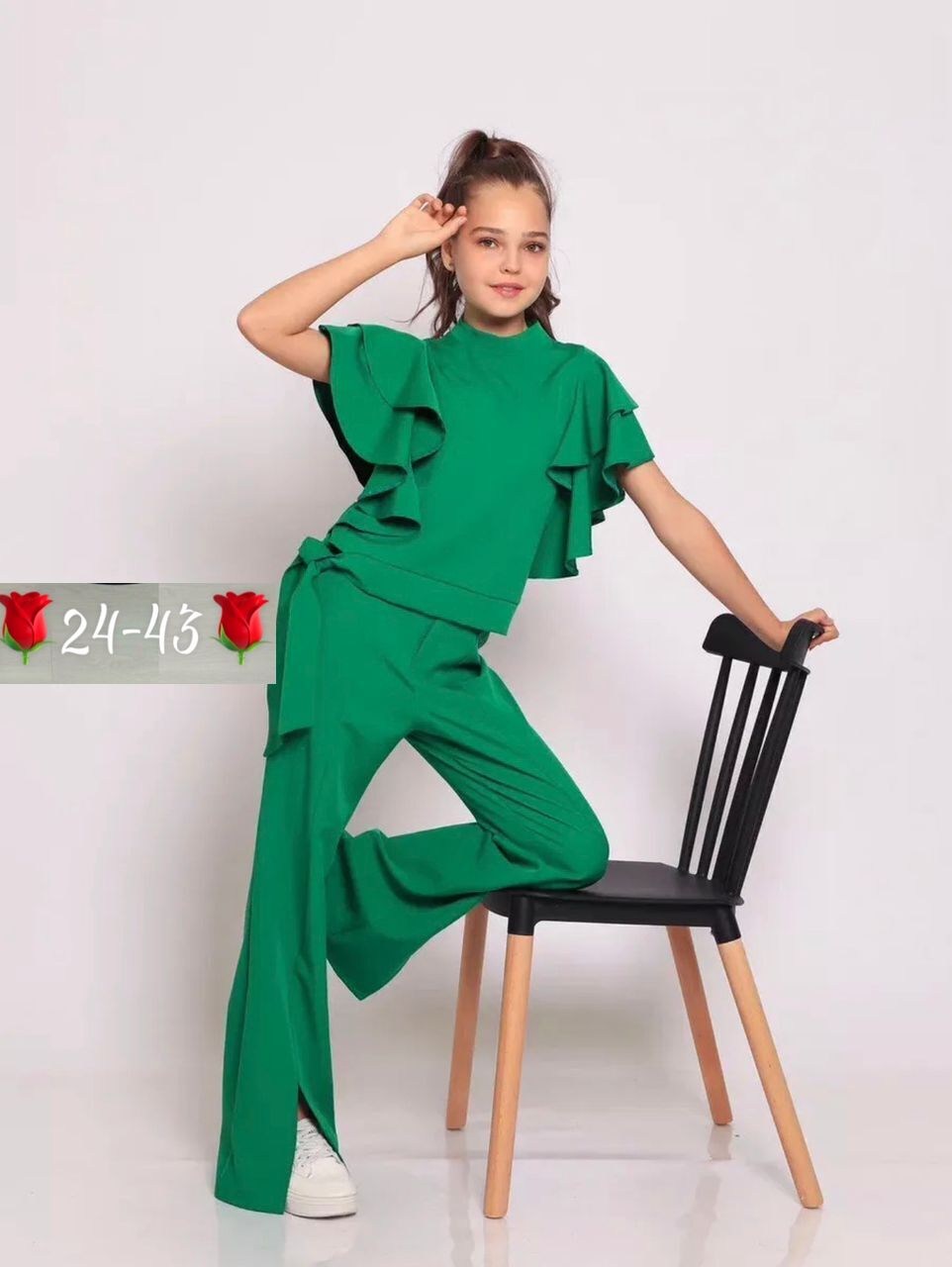 костюм брючный нарядный с воланами для подростка lemada brand,костюм брючный,костюм брючный для девочек,костюм с брюками,костюм брючный нарядный