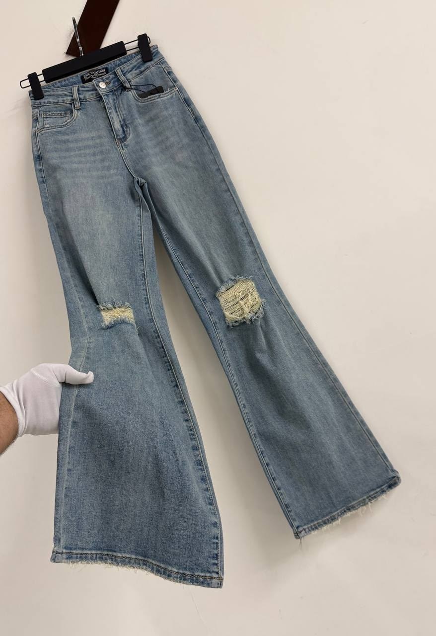 джинсы женские,джинсы рваные широкие трубы vtop,широкие джинсы,модные джинсы,джинсы широкие рваные
