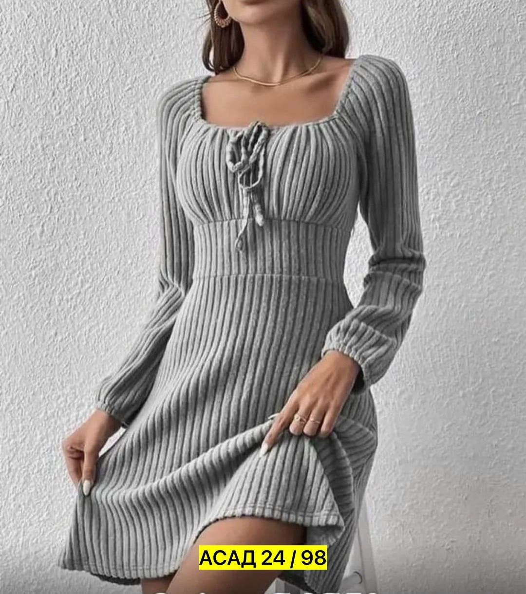 платье лапша 2026,вязаное платье женское,женское платье больших размеров модное однотонное вязаное платье-свитер на шнуровке,трикотажное платье,женское платье ткань лапша