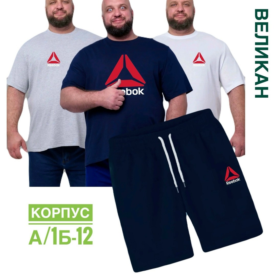 футболки мужские,футболки для мужчин,футболки комплект,футболка и шорты костюм рибок мужской