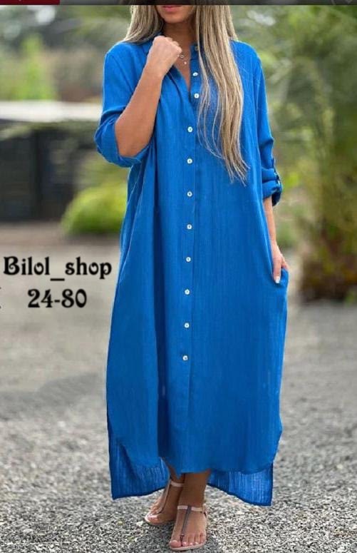 женское длинное платье-рубашка из хлопка и льна,длинное платье рубашка,летнее платье рубашка длинное,женское платье рубашка,платье джинс
