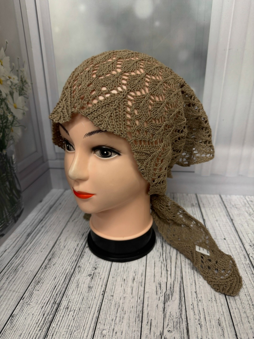 шапка платок,вязаная косынка,шапка для женщин,ажурная косынка,косынка