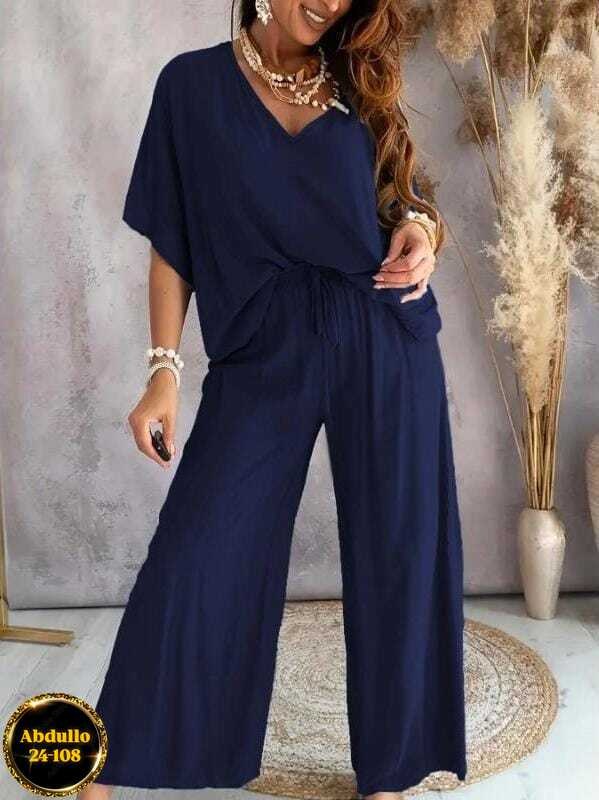 летний брючный костюм женский,костюм с брюками,костюм с широкими брюками голубой,костюм свободного кроя,костюм с широкими брюками