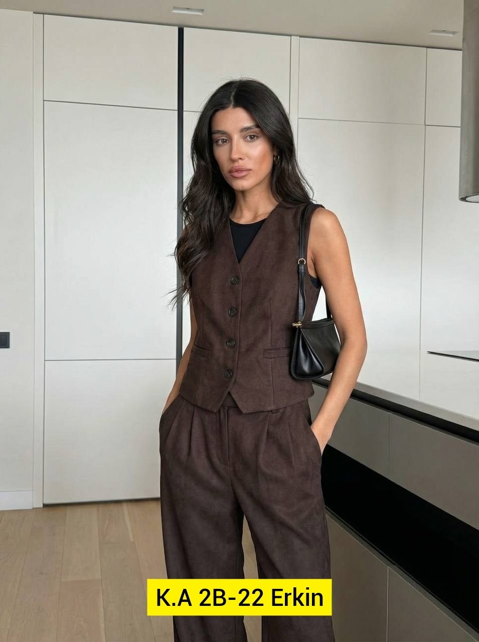 брючный костюм,женский брючный костюм,костюм женский,костюм брючный с жилетом "какао",костюм женский брючный с жилетом