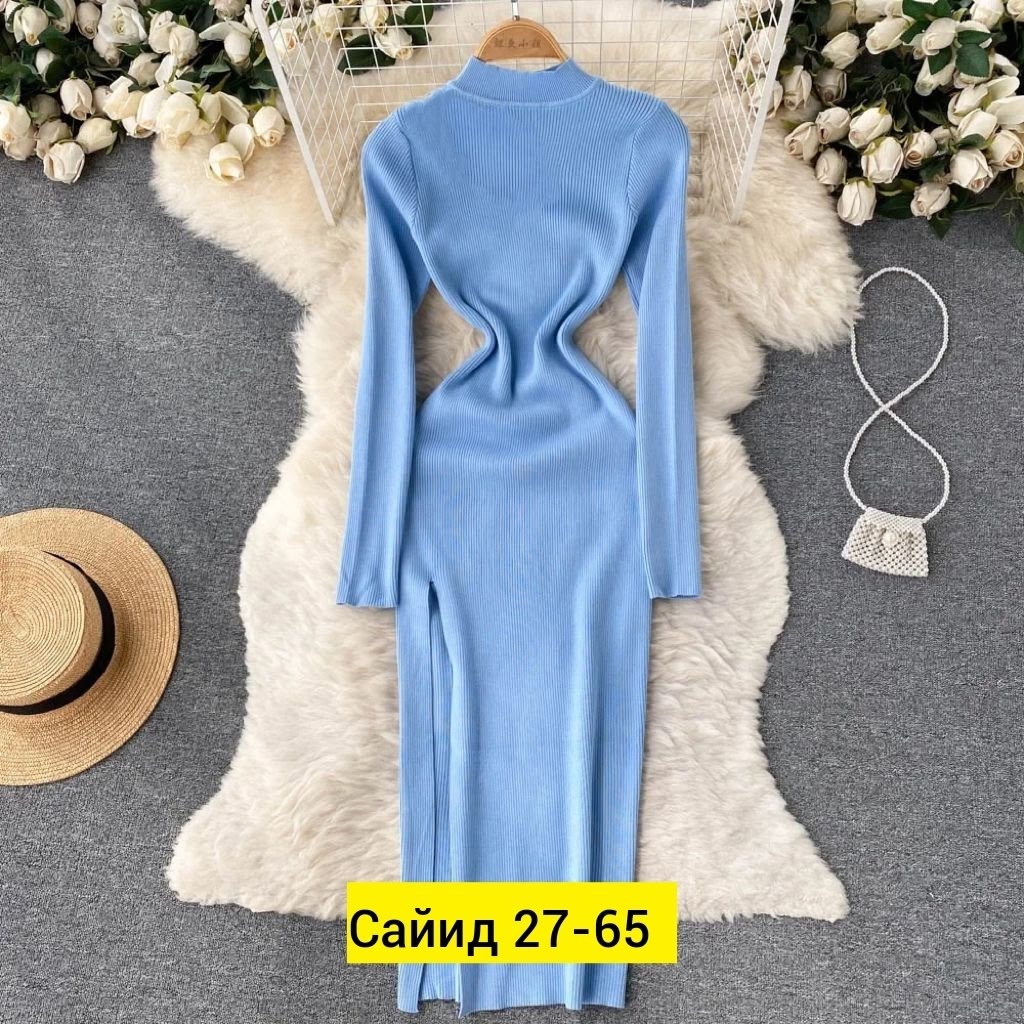 женское трикотажное платье,платье женское лапша,стильное платье с длинным рукавом,платья вязаное длинное,трикотажное платье