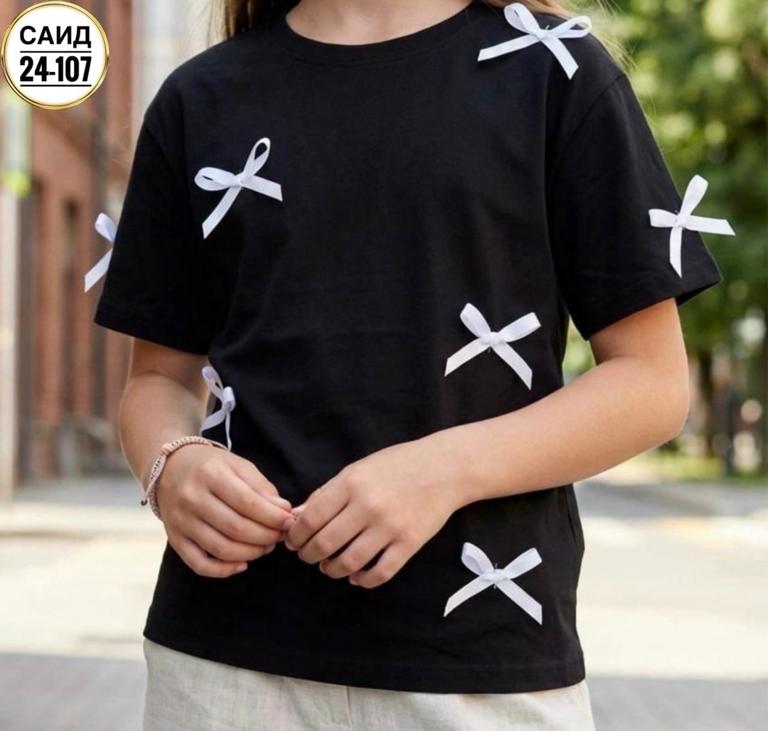 футболки для девочек,футболка с бантиками,футболка с бантами,футболка для девочки белая,футболки модные