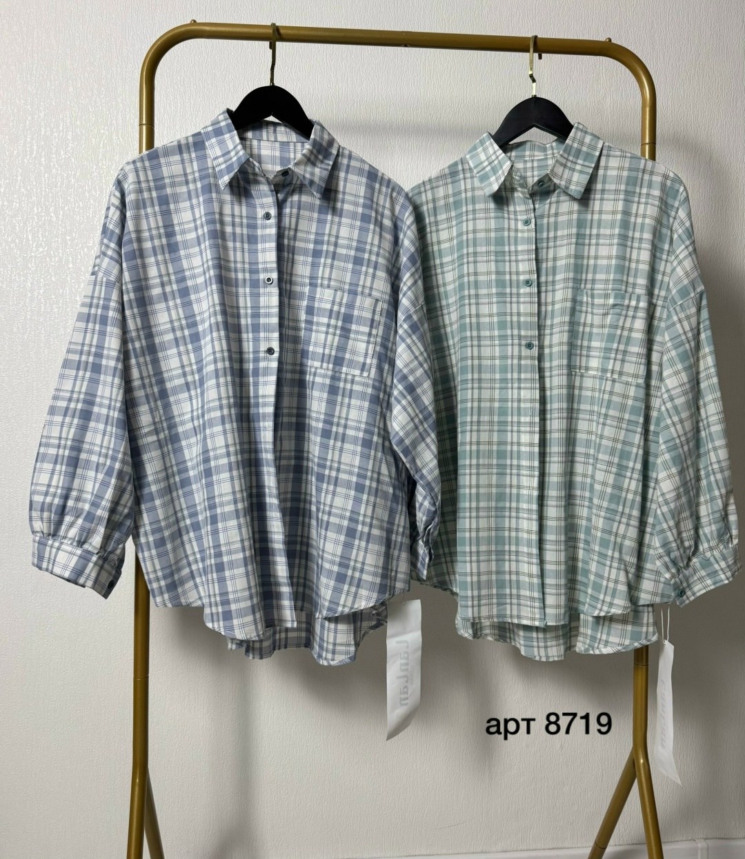 рубашка в клетку оверсайз со стразами perferita,женская рубашка,женская рубашка в клетку,рубашка оверсайз в клетку,рубашка