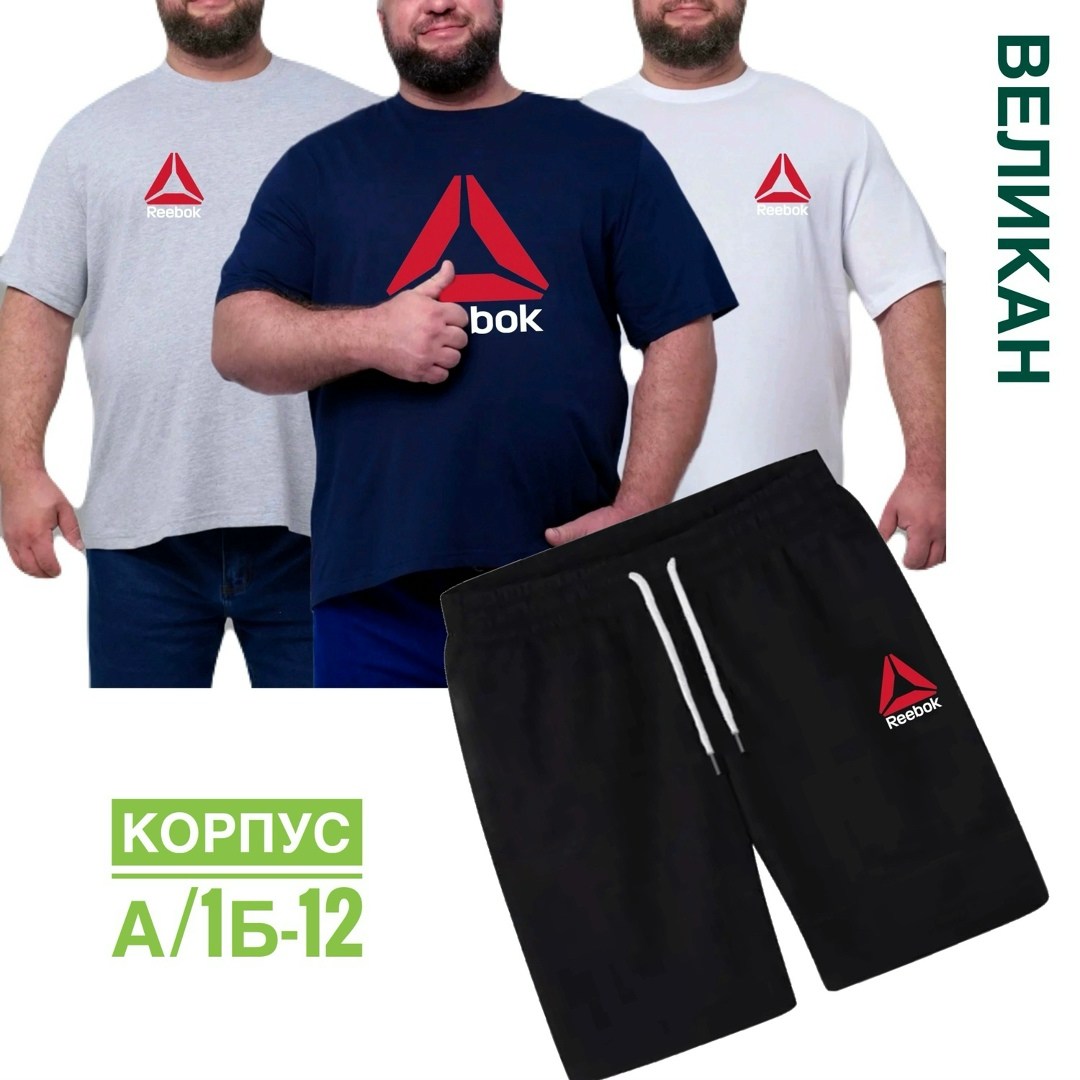 футболки мужские,футболки для мужчин,футболки комплект,футболка и шорты костюм рибок мужской