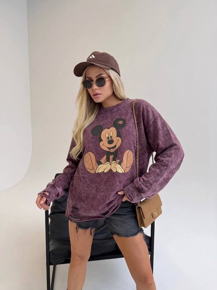 кофта варенка оверсайз с принтом микки маусом,свитшот рваный толстовка варенка оверсайз кофта мики маус,свитшот оверсайз с принтом "микки маус",свитшот женская,свитшот рванка варенка микки маус оверса