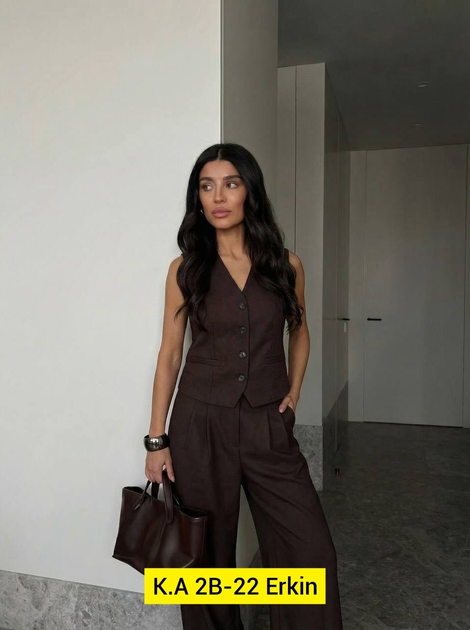 брючный костюм,женский брючный костюм,костюм женский,костюм брючный с жилетом "какао",костюм женский брючный с жилетом