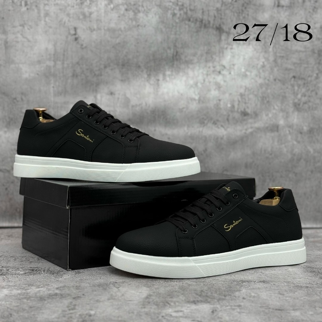 мужские кеды,мужские кеды santoni,кеды мужские кожаные santoni черные premium,мужские чёрные кеды santoni,мужская