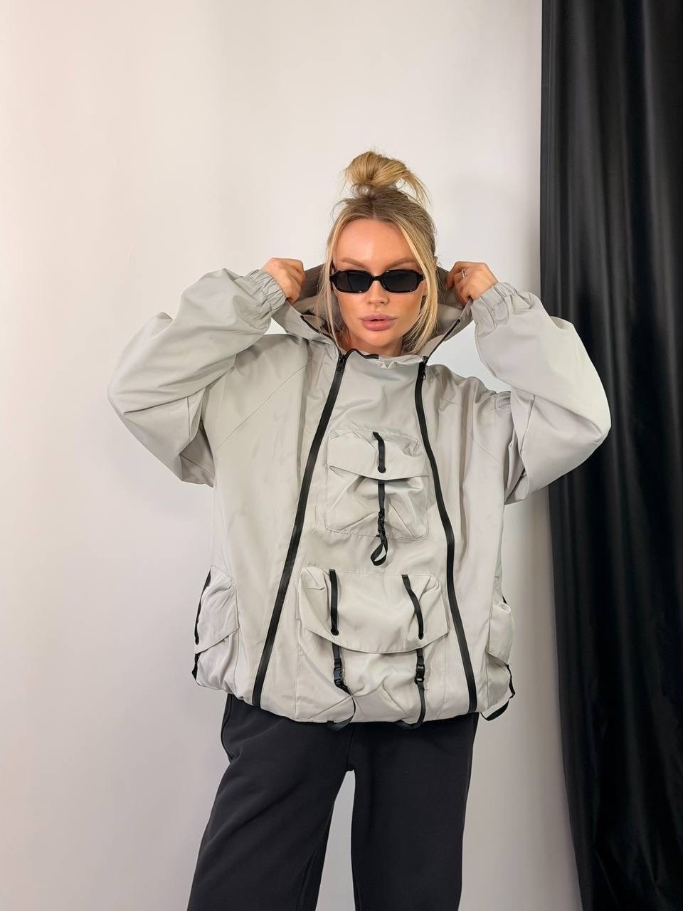 куртка стильная,куртка оверсайз,бомбер-ветровка,куртка,укороченная куртка