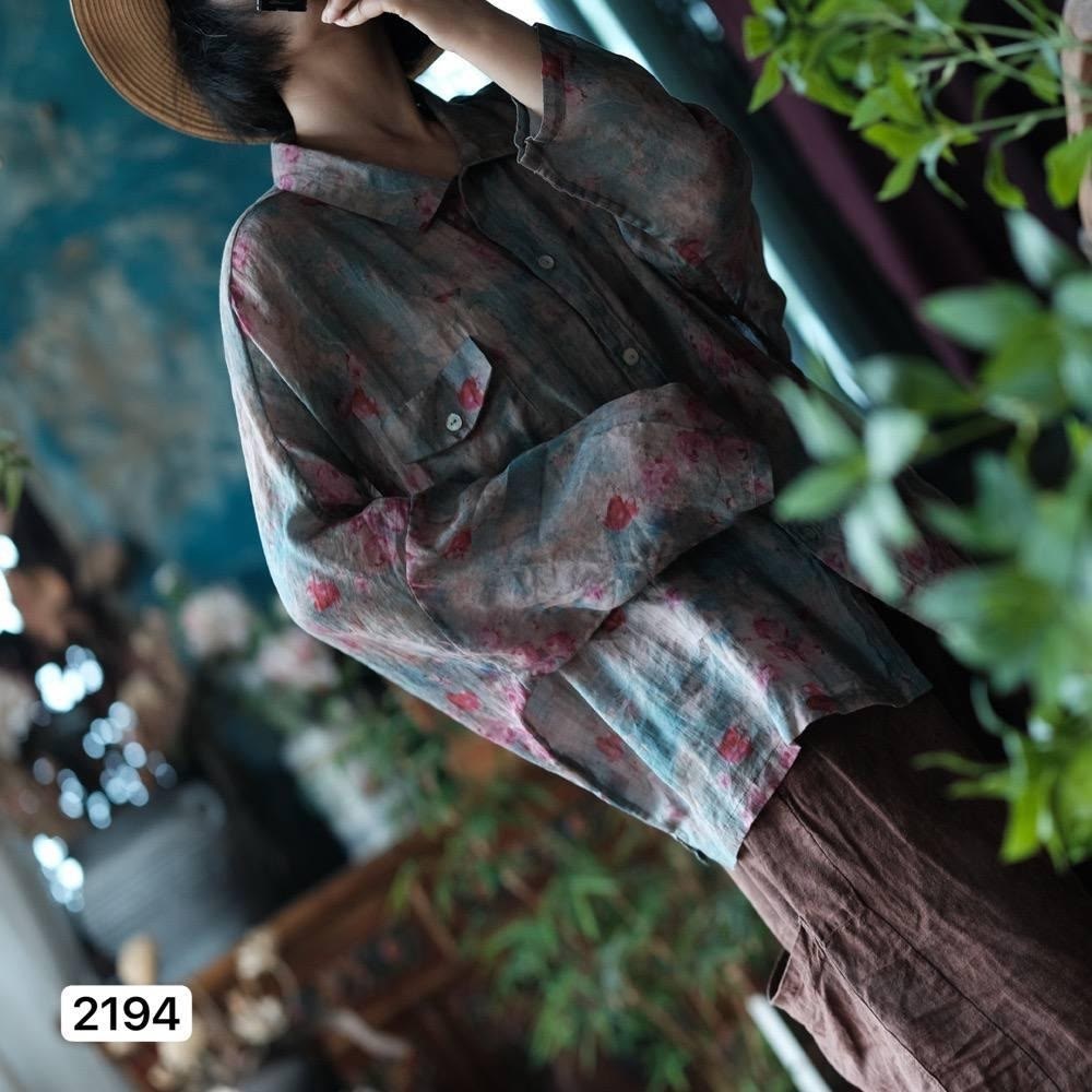 johnature женские винтажные рубашки,johnature женские винтажные рубашки с цветочной,женская винтажная рубашка,женская льняная рубашка johnature,johnature женские рубашки