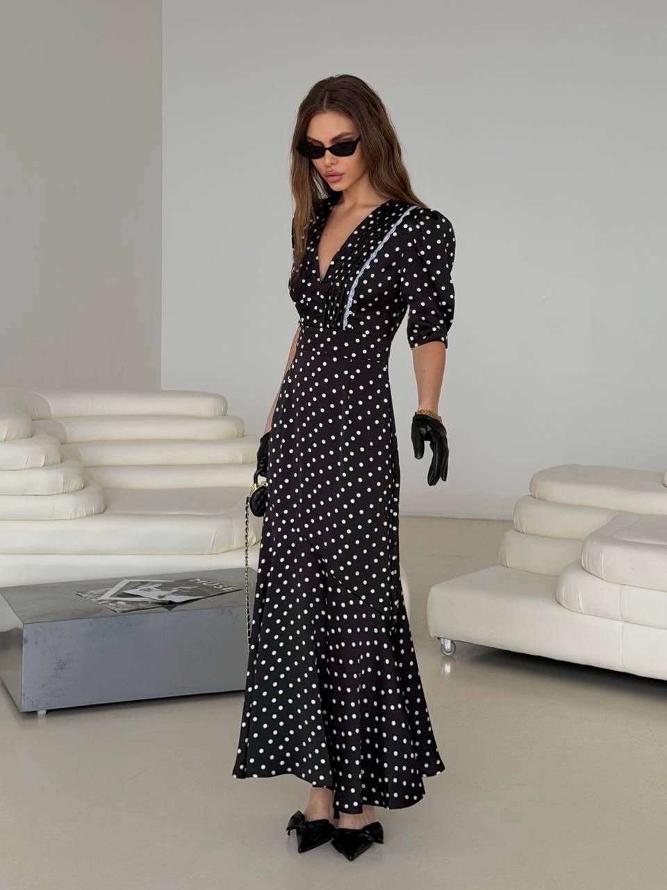 платье женское в пол,платье в горошек,стильное платье,платье женское,платье горох