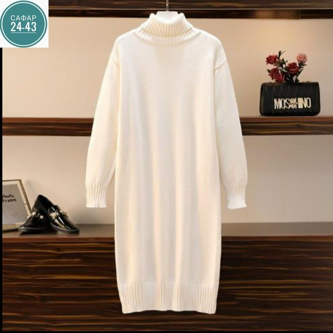 женское платье вязаное,свитер платье вязаный,вязаное платье-свитер женское с высоким воротом,платье-свитер женское вязаное однотонное с высоким воротом,платье-свитер