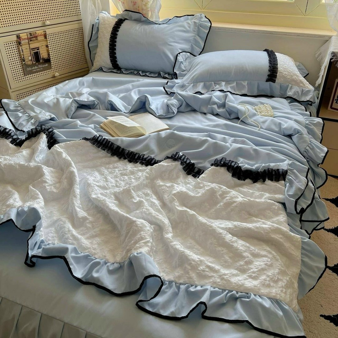 комплект постельного белья в стиле принцессы,комплект постельного белья,пододеяльник с рюшами,комплект одеяло,постельное белье для девочек