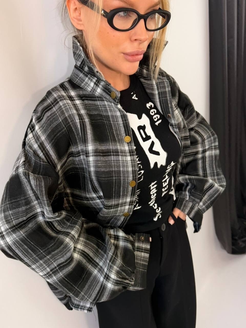 рубашка оверсайз в клетку,рубашка в клетку оверсайз y2k thirteen brand,стильная рубашка,женская рубашка в клетку оверсайз,рубашка женская