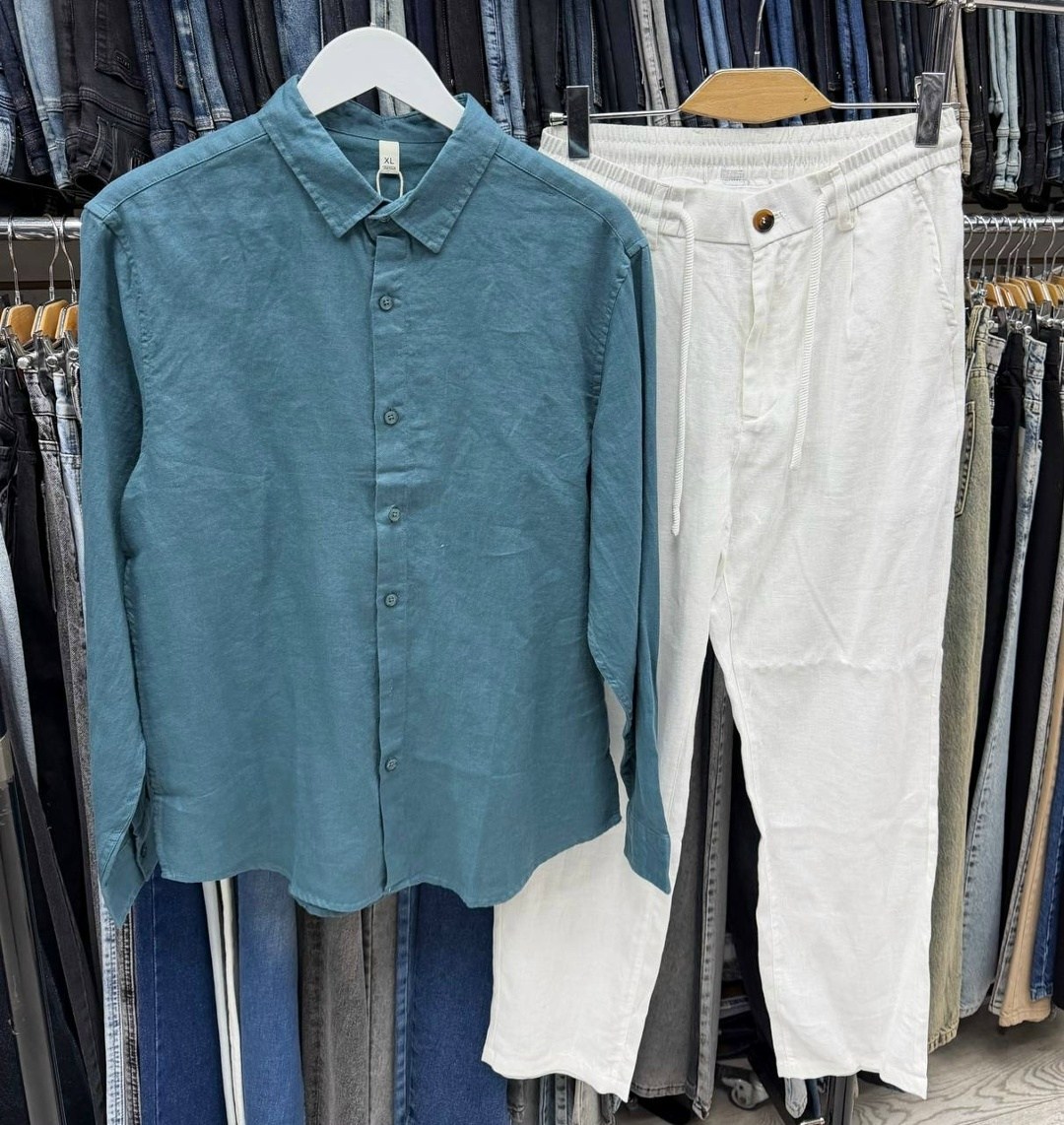 льняная рубашка,льняная рубашка мужская,повседневная рубашка,рубашка зеленая,рубашка