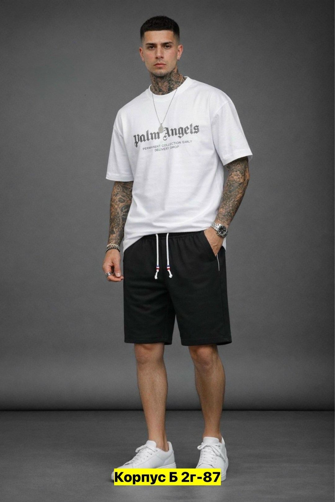 мужской футболка,мода мужская,шорты для мужчин,шорты palm angels мужские