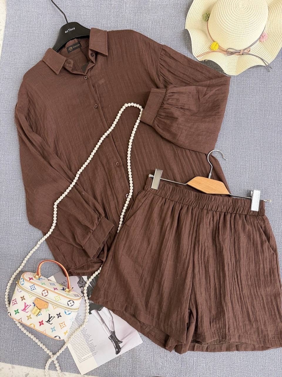 муслиновый костюм с шортами,женский летний костюм с шортами,костюм с шортам,костюм из муслина летний женский с шортами,повседневный костюм