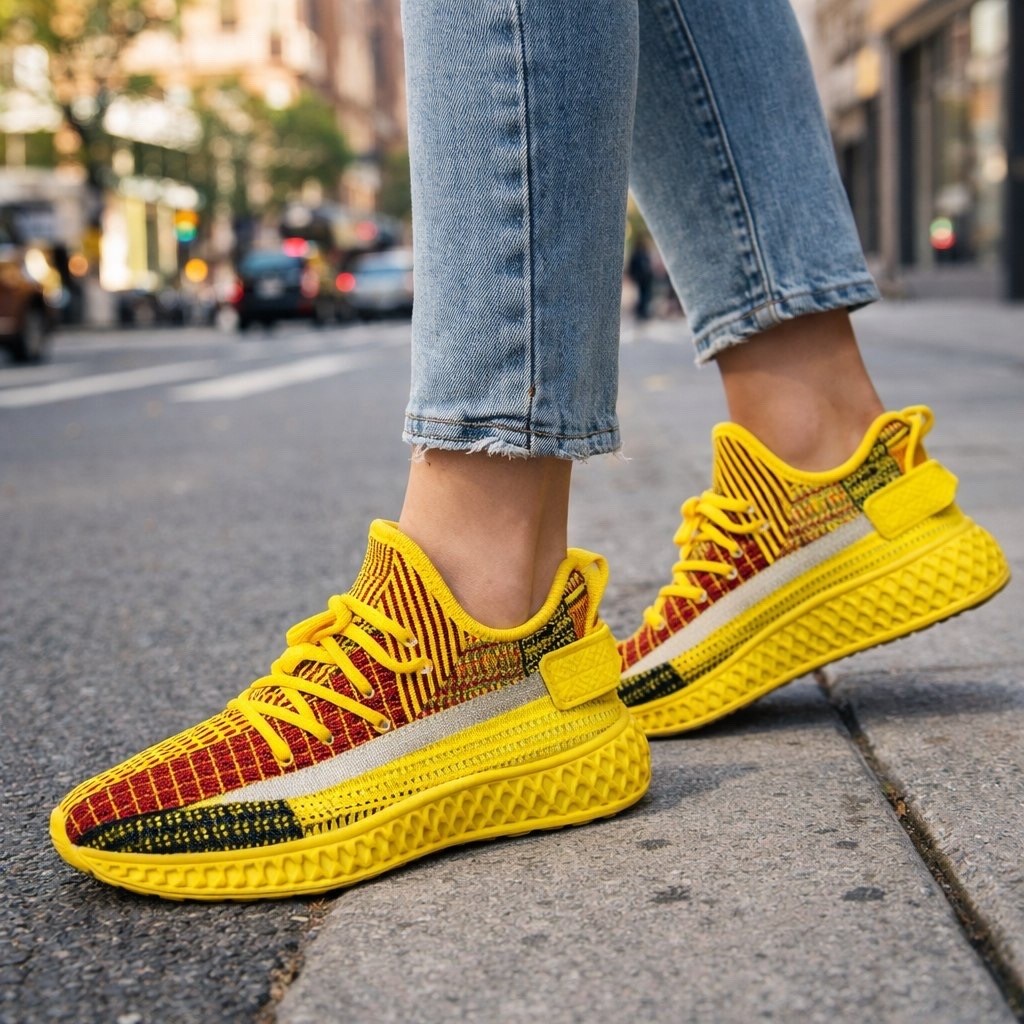 кроссовки женскиe,желтые кроссовки,дышащие кроссовки, спортивная,летние кроссовки