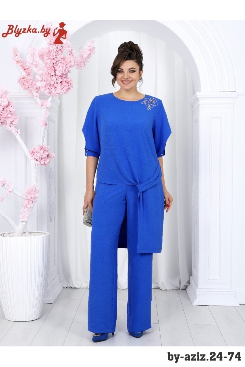 брючные костюмы для женщин,брючный комплект ninele 6050 василек,костюм брючный летний двойка,брючный костюм нинель шик 7449 василёк двойка синий размер 48-62,брючный комплект ninele 6066 василек