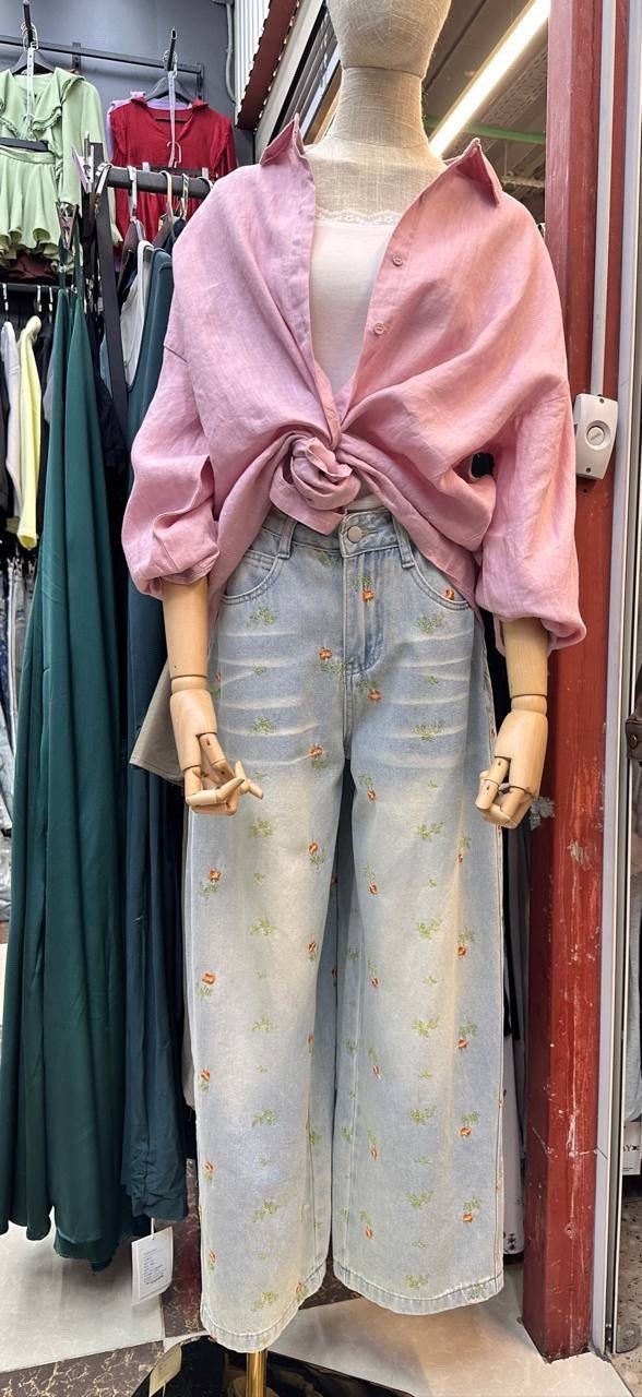 джинсы женские,джинсы женские широкие,джинсовые брюки,джинсы с вышивкой,женские джинсовые брюки