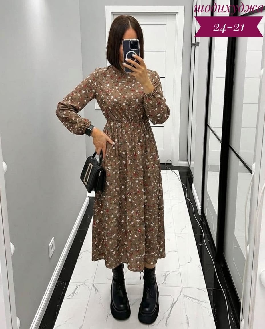 платье женское,модные платья 2026,платье ,платье женское черное в цветочек с длинным рукавом,женское платье миди