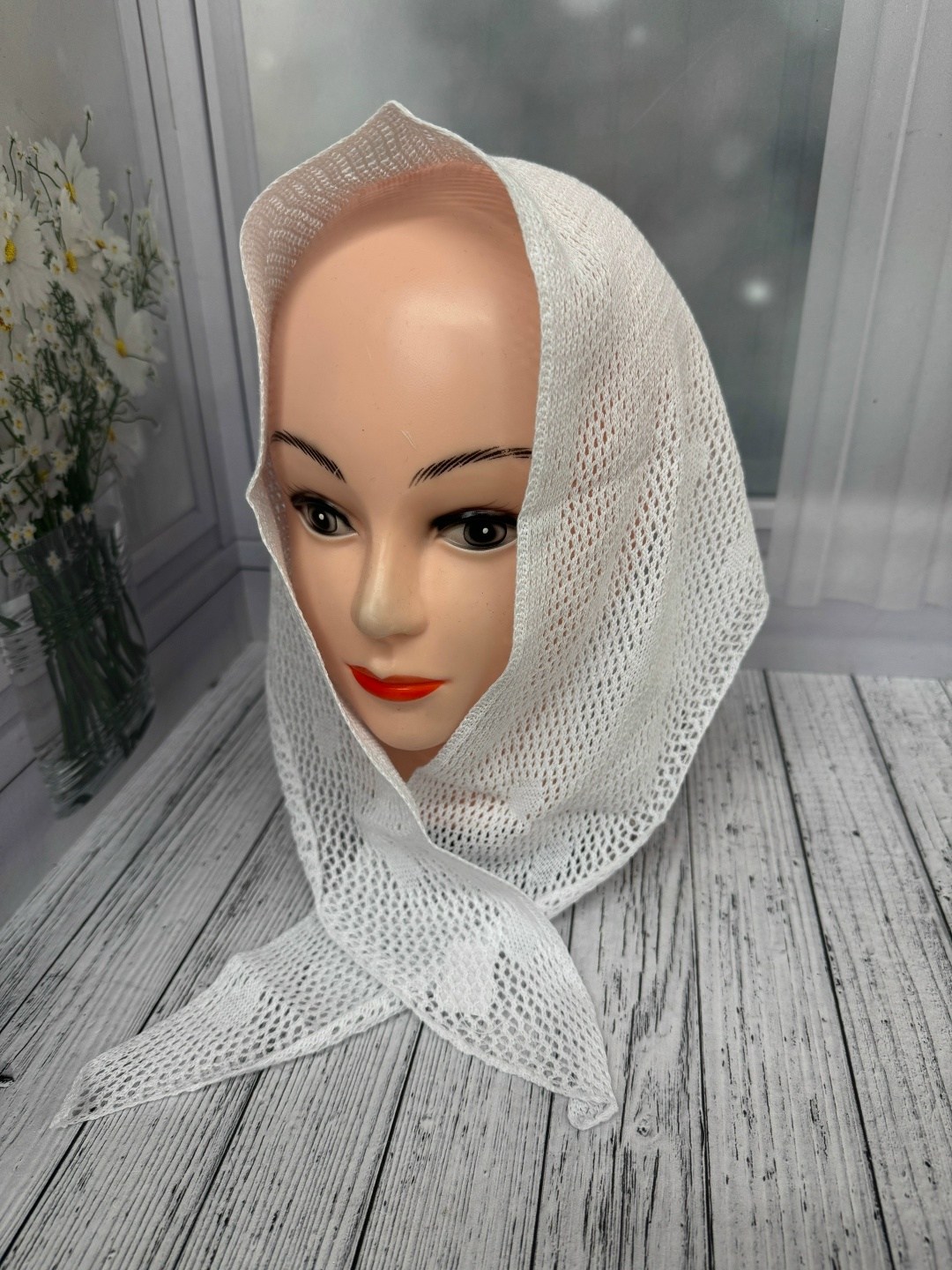 вязаная косынка,косынка,косынка белая,косынка женская,косынка женская зимняя