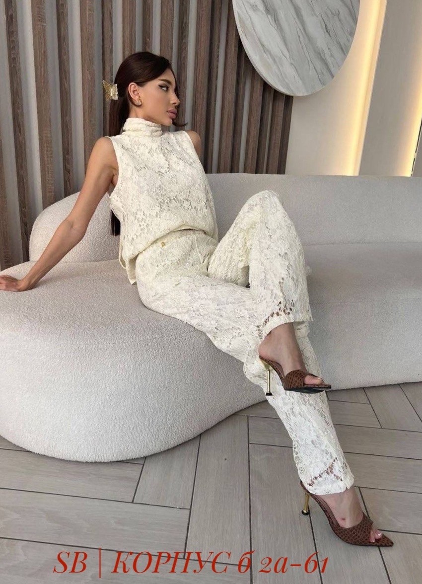 костюм кружевной брючный havadi,брючный костюм кружевной emberens,стильные костюмы,костюм кружевной,костюм брючный кружевной