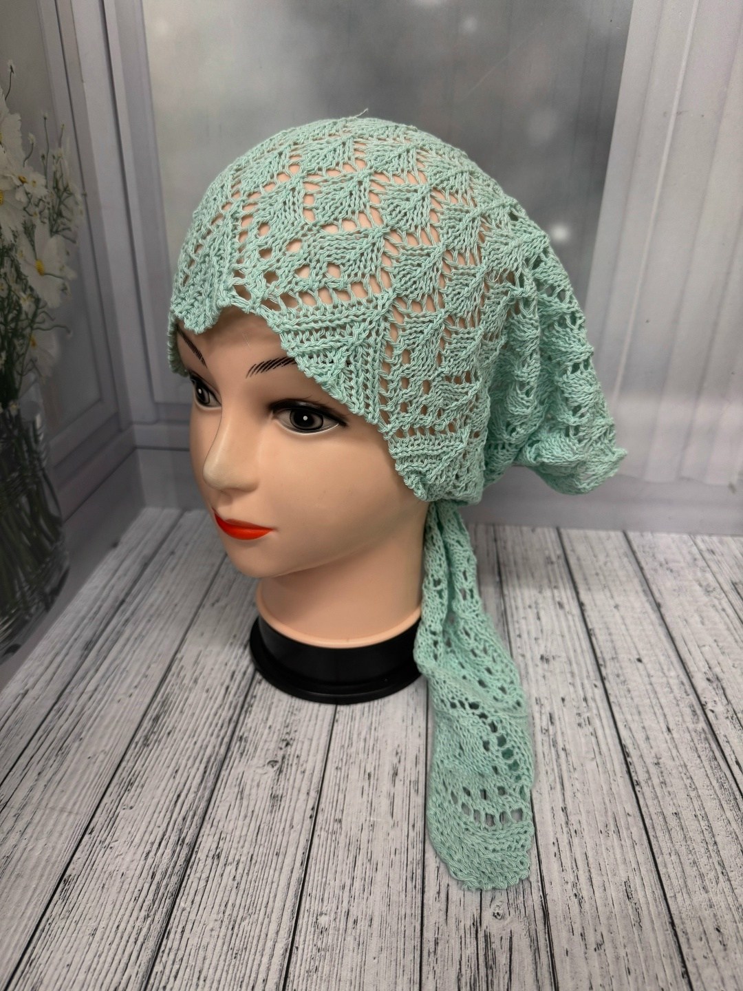 шапка платок,вязаная косынка,шапка для женщин,ажурная косынка,косынка
