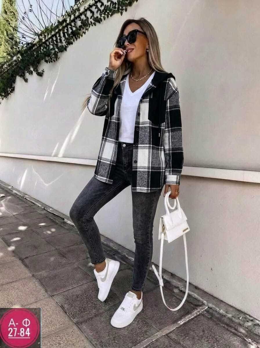 женская рубашка в клетку,рубашка женская удлиненная в клетку,женская рубашка,рубашка оверсайз в клетку с капюшоном,рубашка женская в клетку теплая