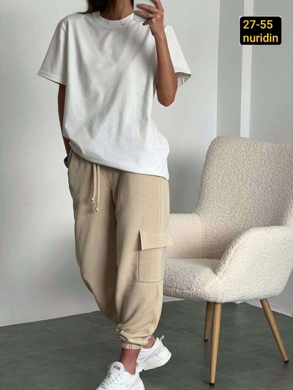 спортивный костюм с штанами карго,материал штанов,джоггеры женские,штаны карго,костюм женский оверсайз футболка штаны карго