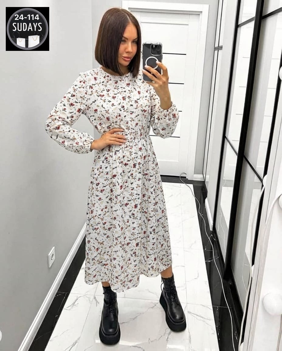 платье женское,женское платье миди,платье женское черное в цветочек с длинным рукавом,платье ,модные платья 2026