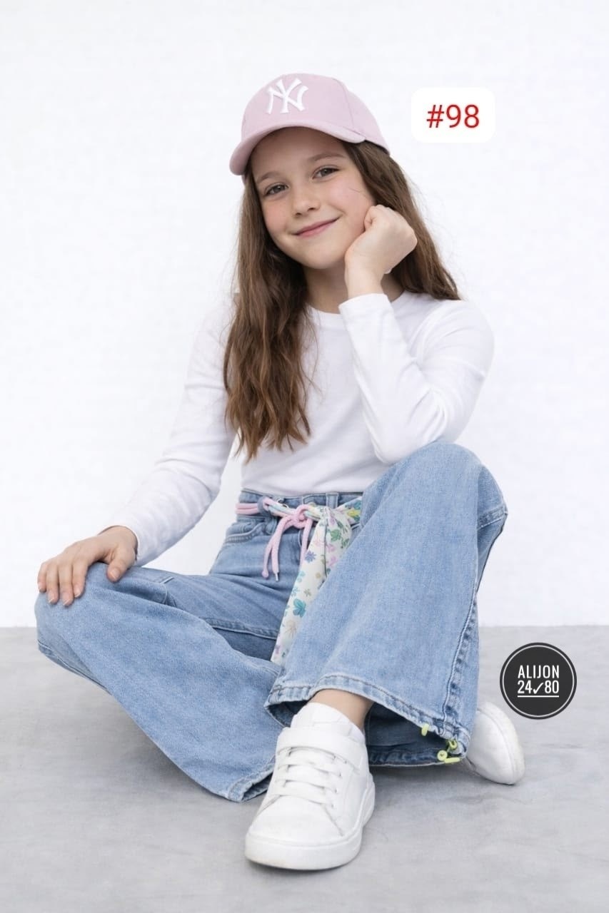 джинсы клеш для девочки,джинсы для девочки,джинсы широкие для девочек,джинсы для девочки kaftan размер 30 (98-104 см) голубые,широкие джинсы подростковые