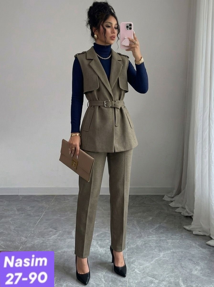 элегантный брючный костюм,брючный костюм,женский брючный костюм,брючный костюм с жилетом,костюм с брюками