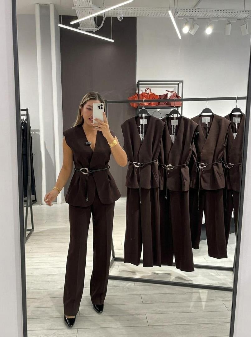 костюм двойка брючный палаццо с жилеткой вечерний mar'ko,женский брючный костюм,брючный костюм с удлиненной жилеткой,брючный костюм женский с удлиненным жилетом,брючный костюм