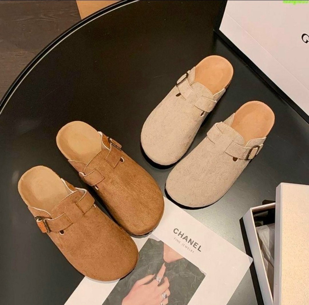 женские замшевые шлепанцы в стиле ретро,женские замшевые шлепанцы с закрытым носком,замшевые сланцы,шлепанцы замшевые,женские закрытые тапочки из коровьей замши