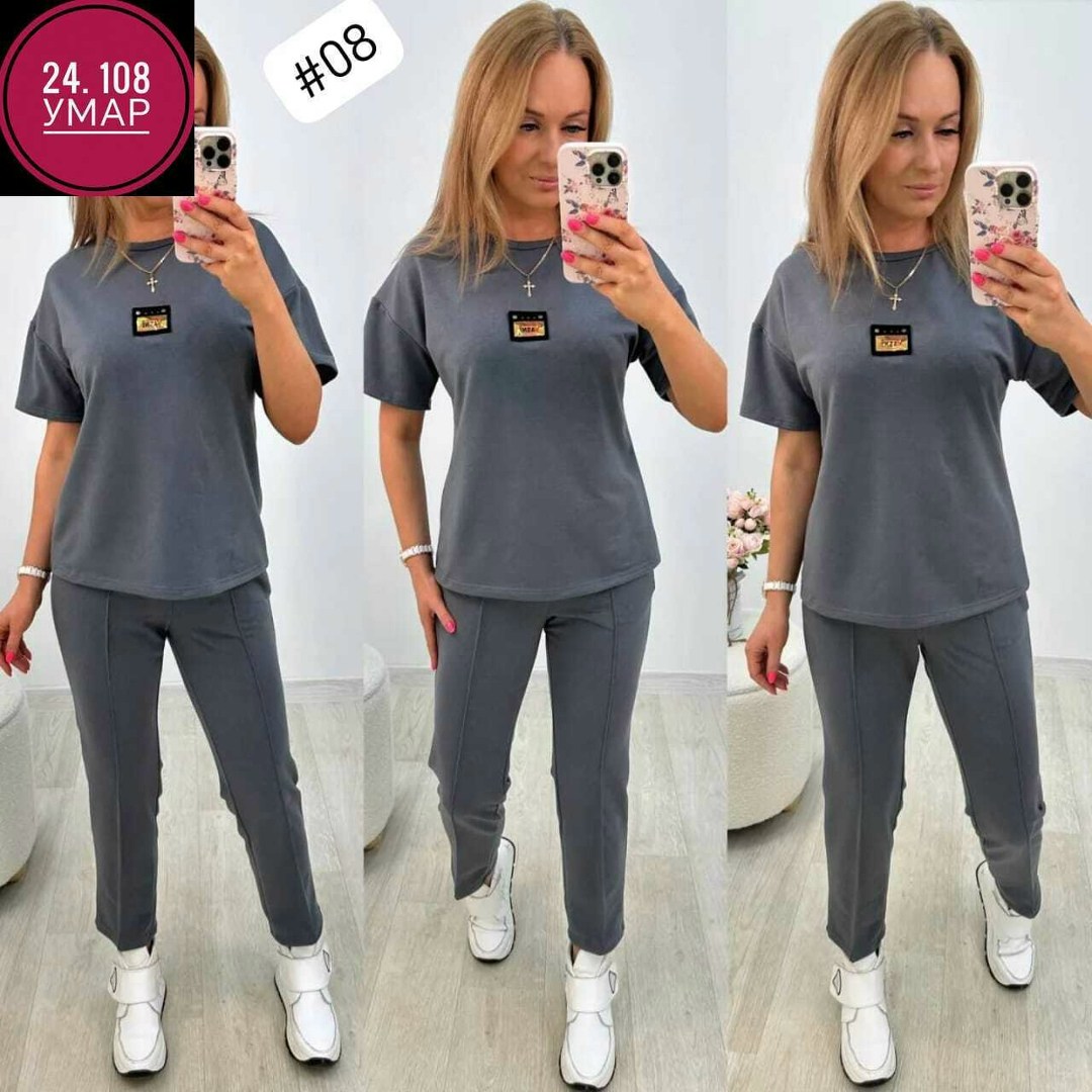 костюм трикотажный,костюм женский,женский костюм двойка футболка/штаны nobilitas голубой (l размер),спортивные костюмы,женский костюм двойка