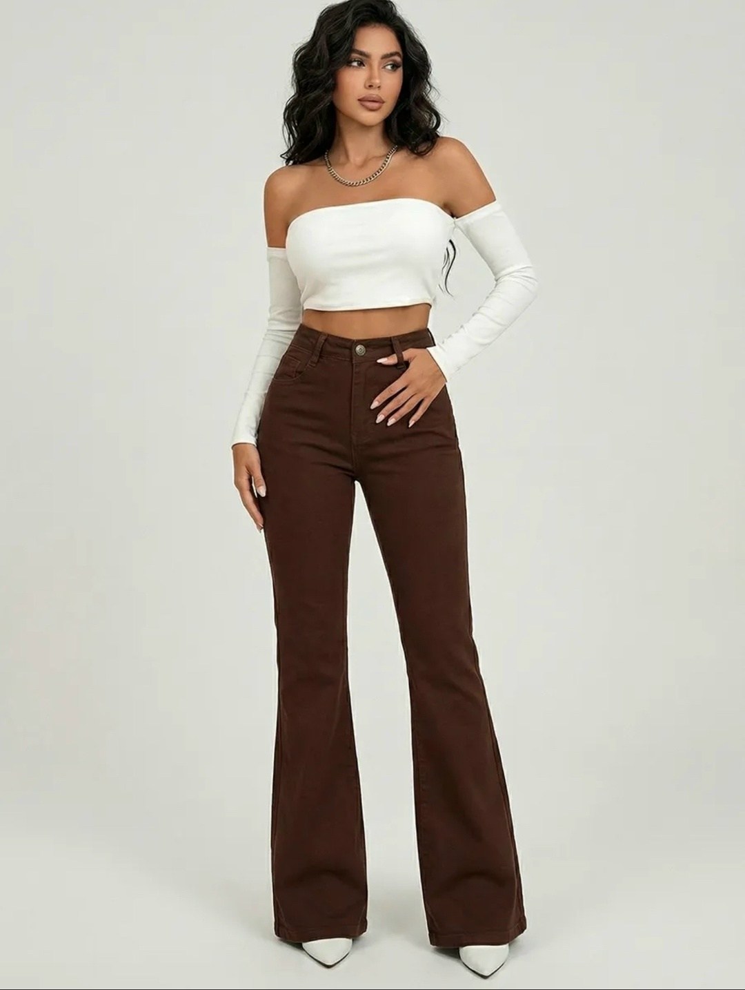 коричневые джинсы,коричневые джинсы женские,женские джинсы клеш,джинсы клеш с высокой талией,женские джинсы