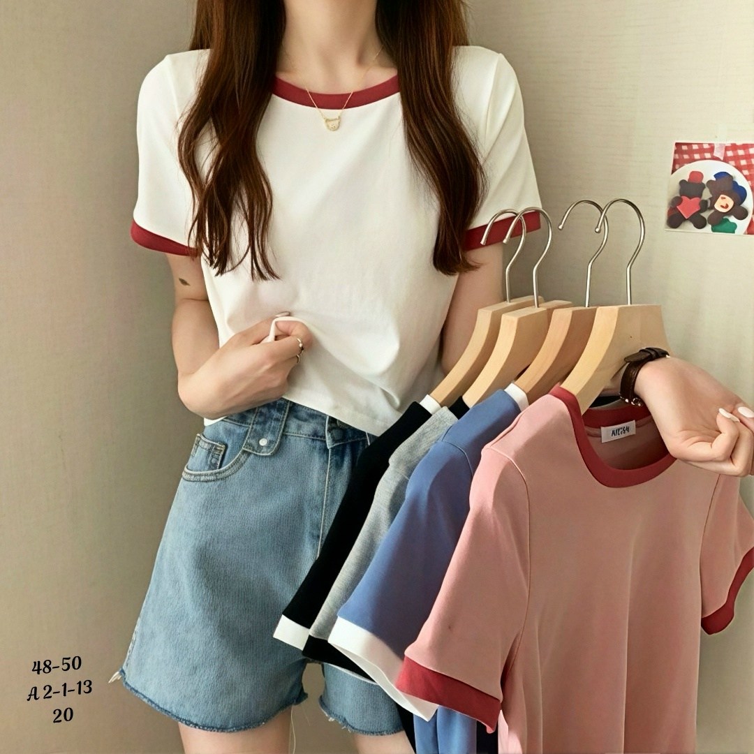футболка в корейском стиле,футболка женская базовая,женская футболка с короткими рукавами,женская летняя футболка с коротким рукавом,женская облегающая футболка с круглым вырезом