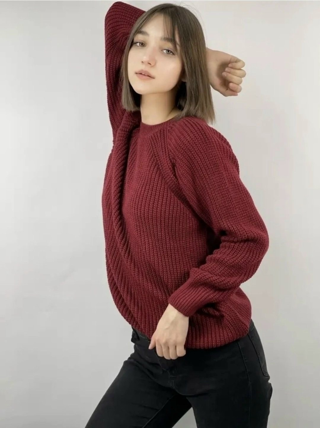 свитер оверсайз однотонный katkat fashion,свитер оверсайз вязаный с вырезом теплый,свитер вязаный женский,свитера женские,свитер оверсайз