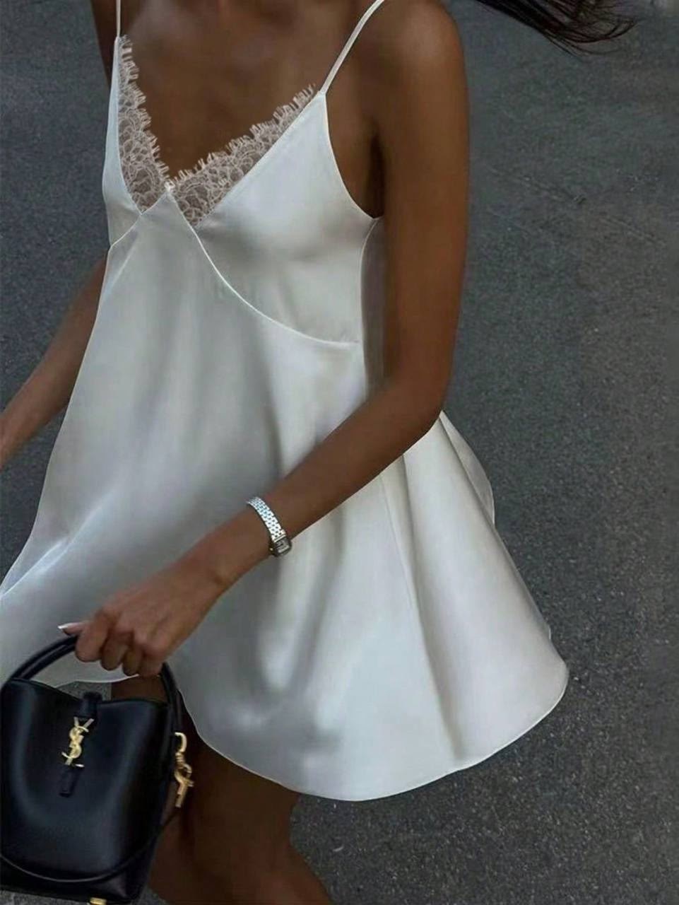 короткое платье комбинация,платье комбинация для женщин,атласное платье комбинация,белое атласное платье,платье комбинация мини