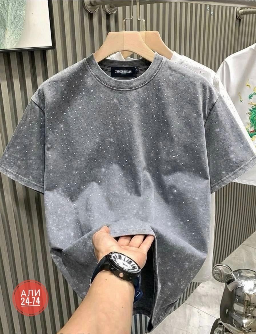футболка оверсайз со стразам,мужская футболка со стразами,футболка со стразами,женская футболка