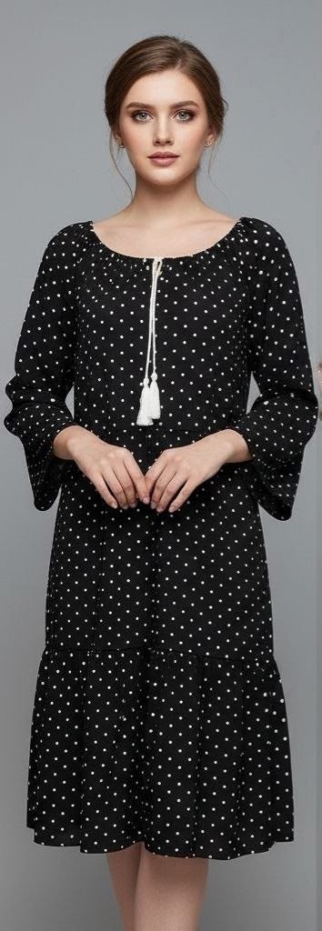 платье стиль,платье,шифоновое платье,платье черное,платья в горошек