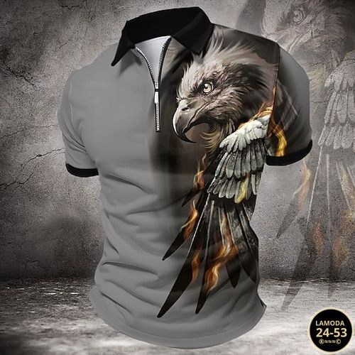 мужская рубашка поло,футболка-поло мужская с коротким рукавом с принтом льва,модные мужские поло с узором льва,футболки модные,men s polo shirt golf shirt animal lion graphic prints turndown