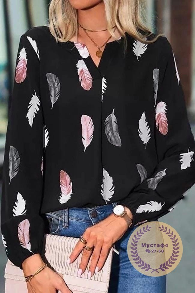 модная женская блузка,модная блузка,блузка с принтом,женская шифоновая блузка с длинными рукавами,блузка женская